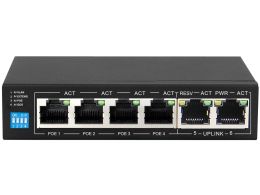 Scoop 6 Port Fast Ethernet Switch with 4 AI PoE Ports and 2 FE Uplink