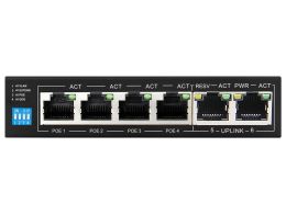 Scoop 6 Port Fast Ethernet Switch with 4 AI PoE Ports and 2 FE Uplink
