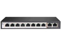 Scoop 10 Port Fast Ethernet Switch with 8 AI PoE Ports and 2 FE Uplink